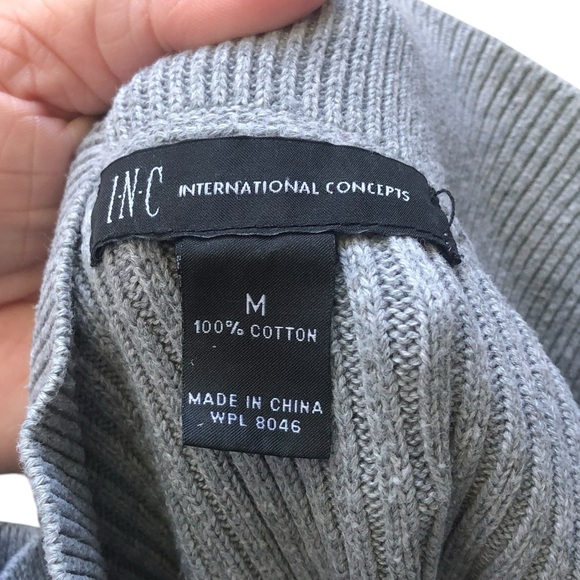 INC International Concepts Gray Detailed Sweater size Medium - Picture 4 of 9